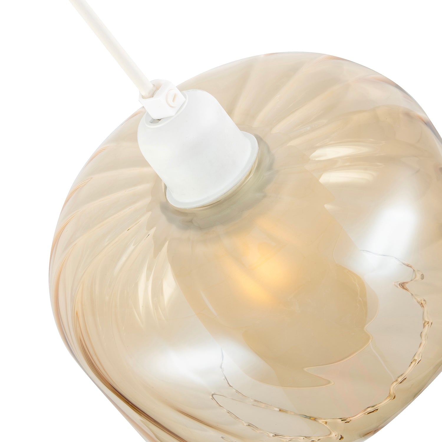 Amber Champagne Pendant Light Shade with Rippled Rim and Inner Shade Image 3