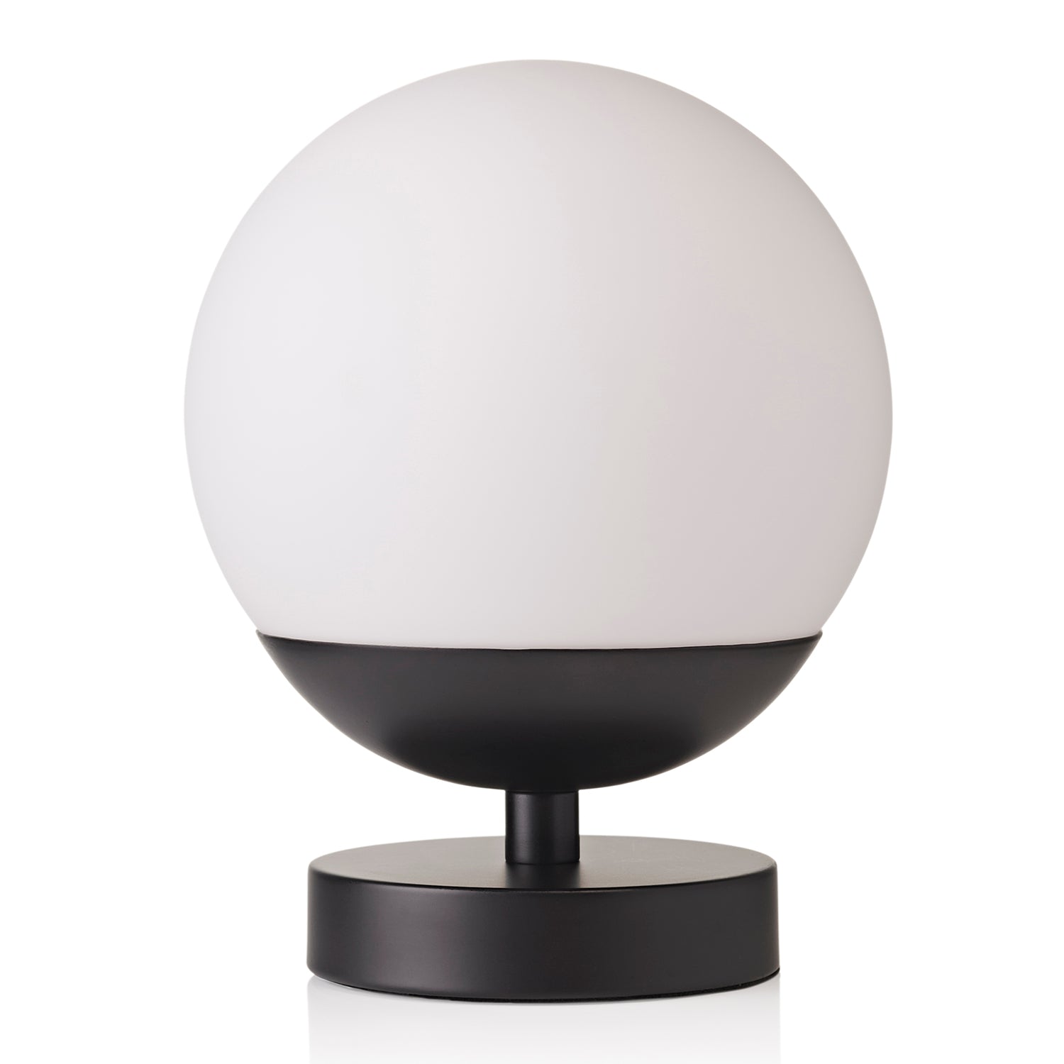 Modern Touch Dimmable LED White Globe Glass Table Lamp with Matte Black Base Image 1