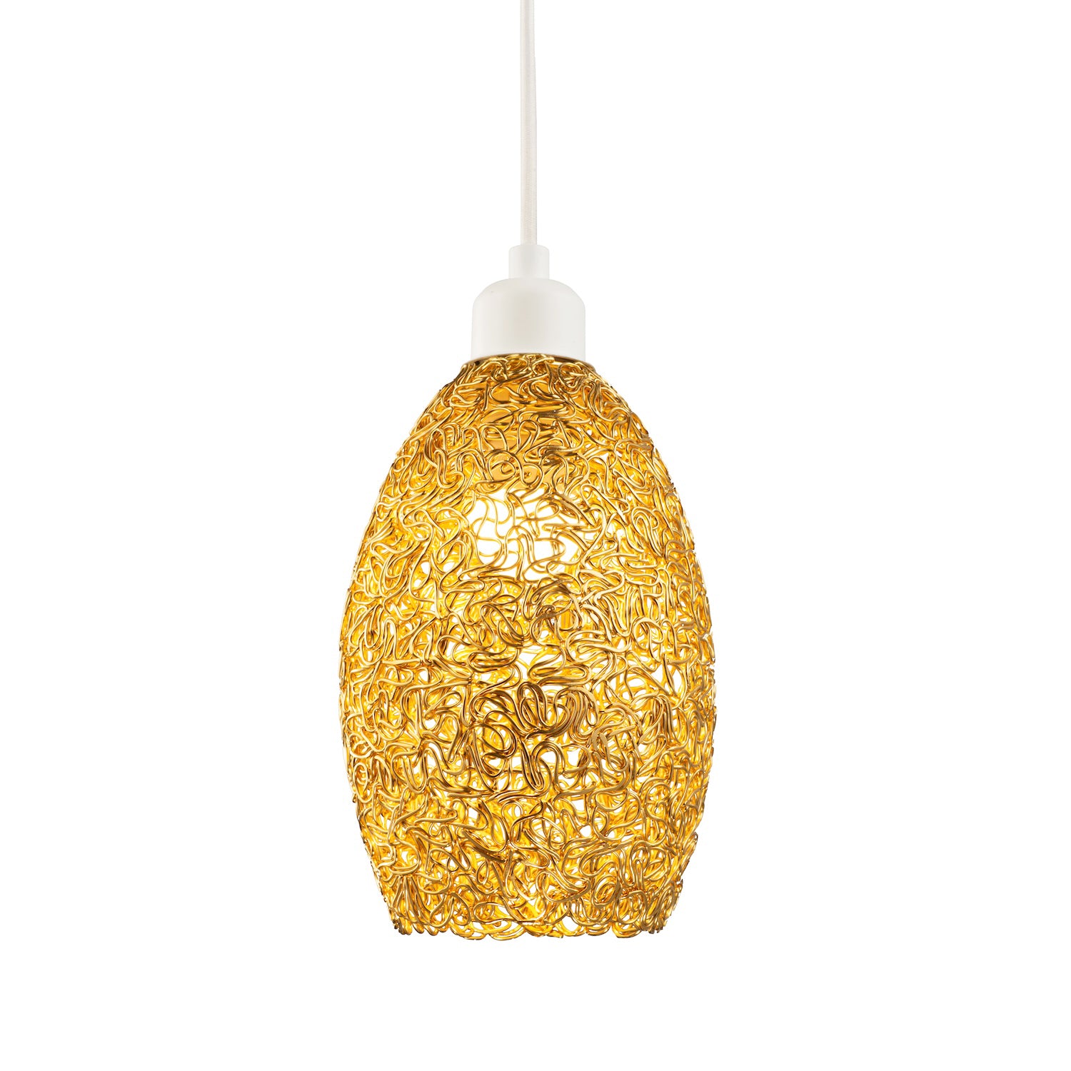 Industrial and Contemporary Twisted Wire Mesh Metal Light Shade in Shiny Gold Image 2