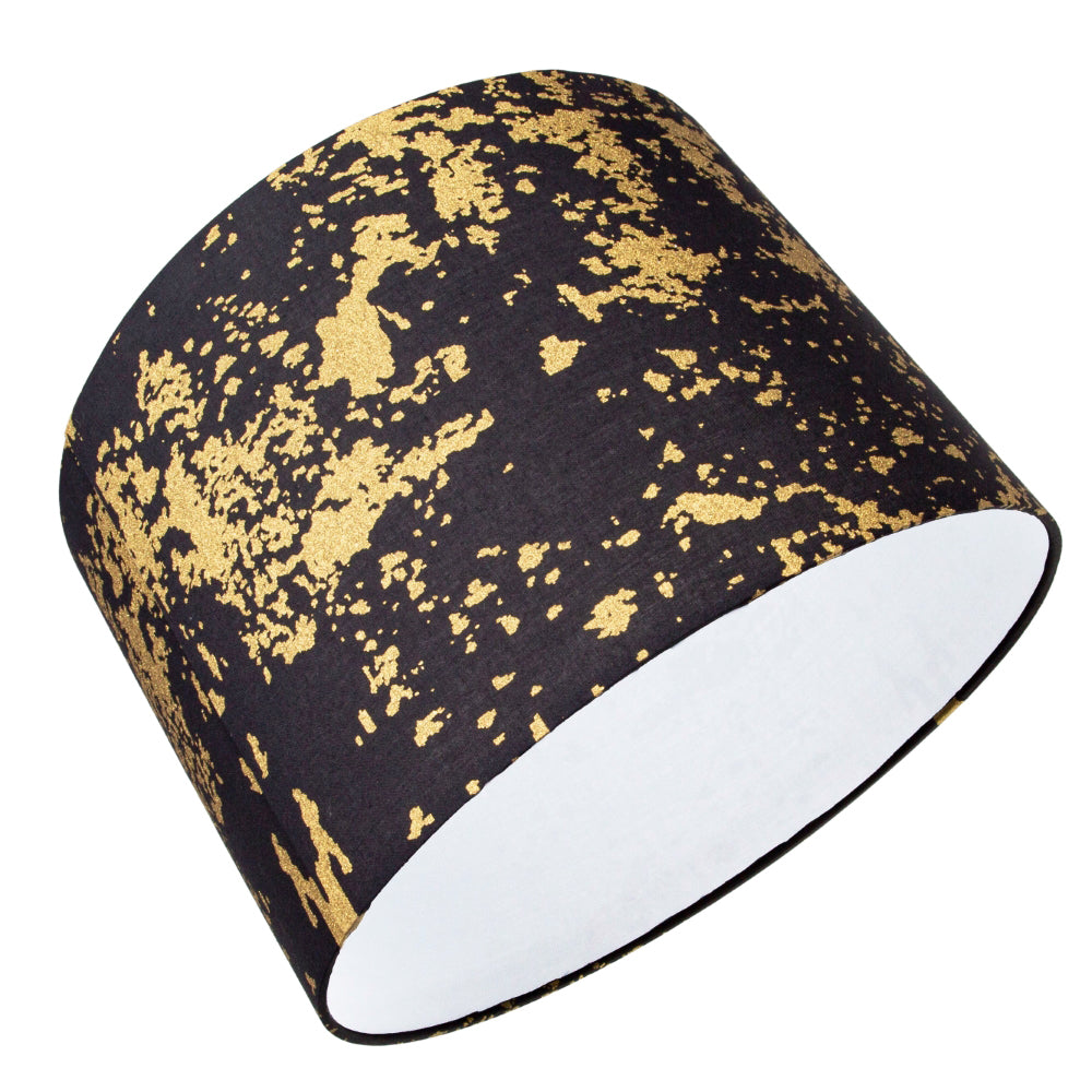 Modern Black Cotton Fabric Lamp Shade with Gold Foil Decor for Table or Ceiling Image 5