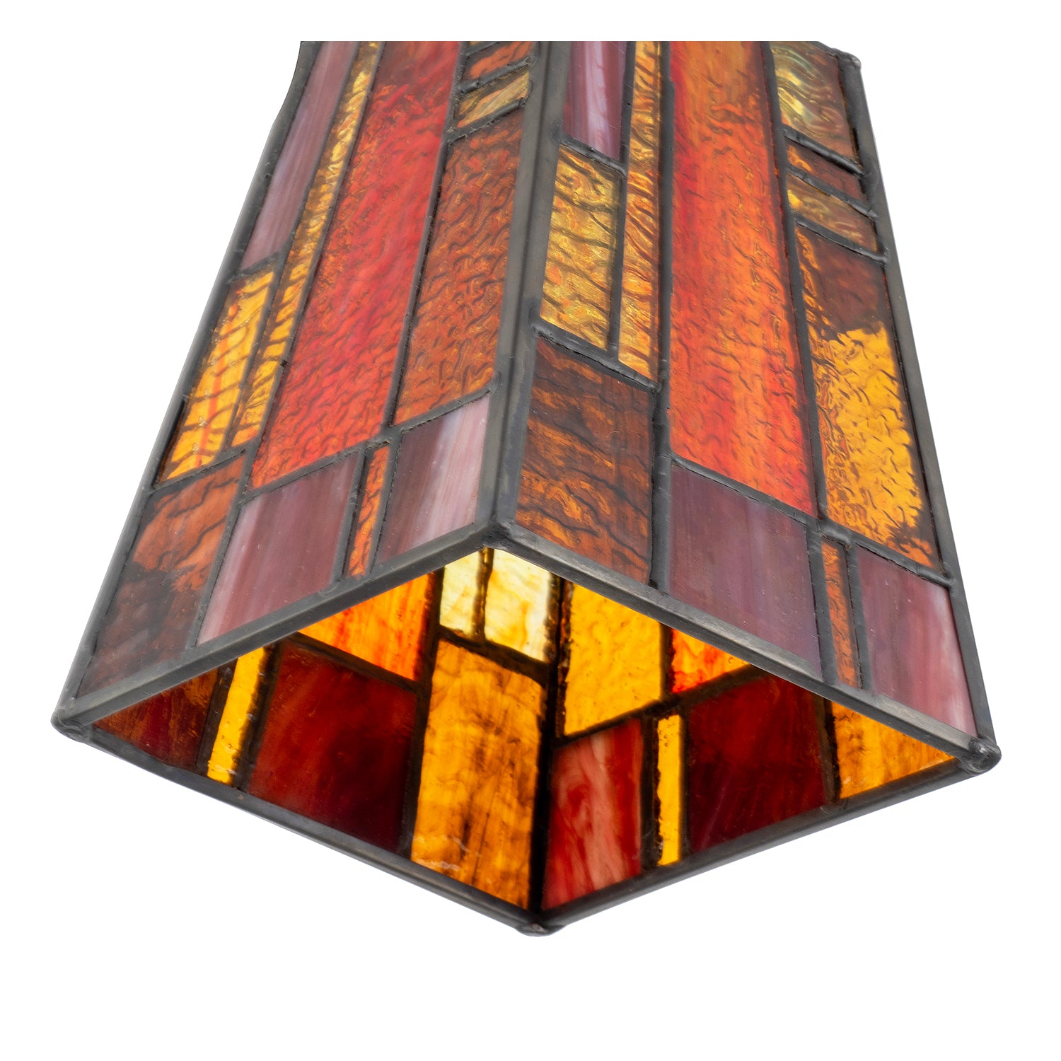 Art Deco Tiffany Glass Pendant Shade with Orange and Amber Panels Image 8