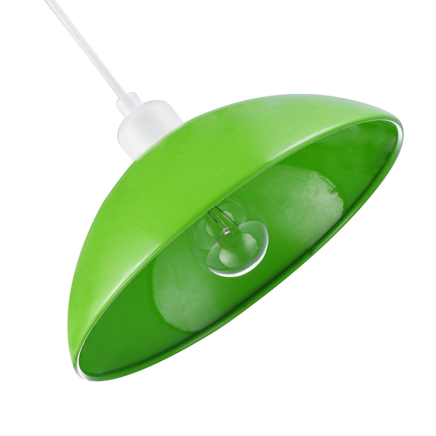 Industrial Retro Designer Lime Green Gloss Disc Metal Ceiling Pendant Lamp Shade Image 5