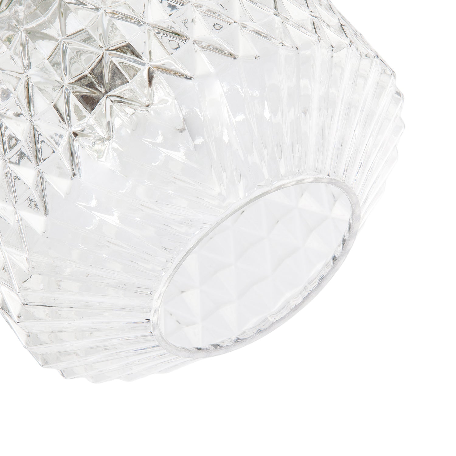 Elegant Faceted Clear Glass Pendant Shade with Diamond Cut Pattern Image 5