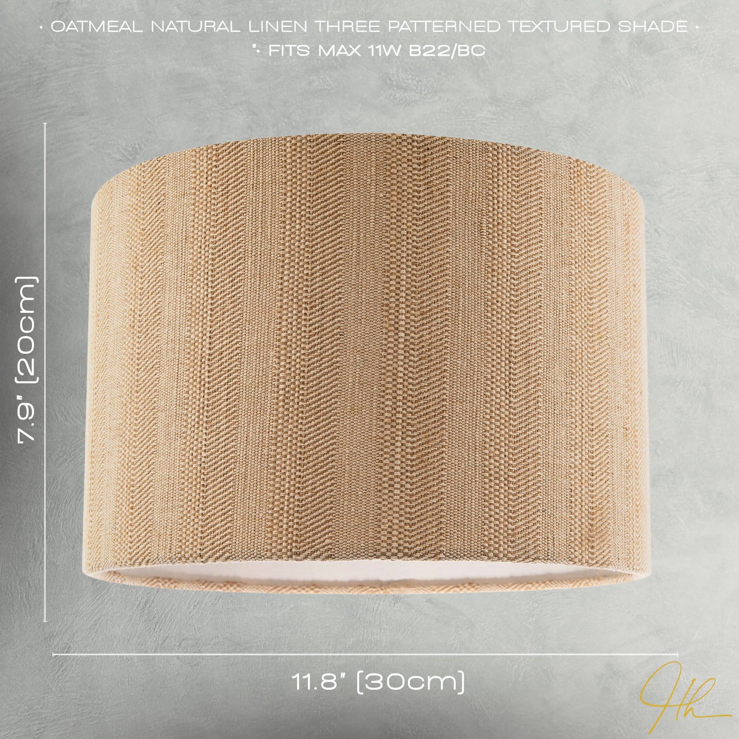 Textured Oatmeal Linen Fabric Drum Lamp Shade with Taupe Cotton Lining Image 7