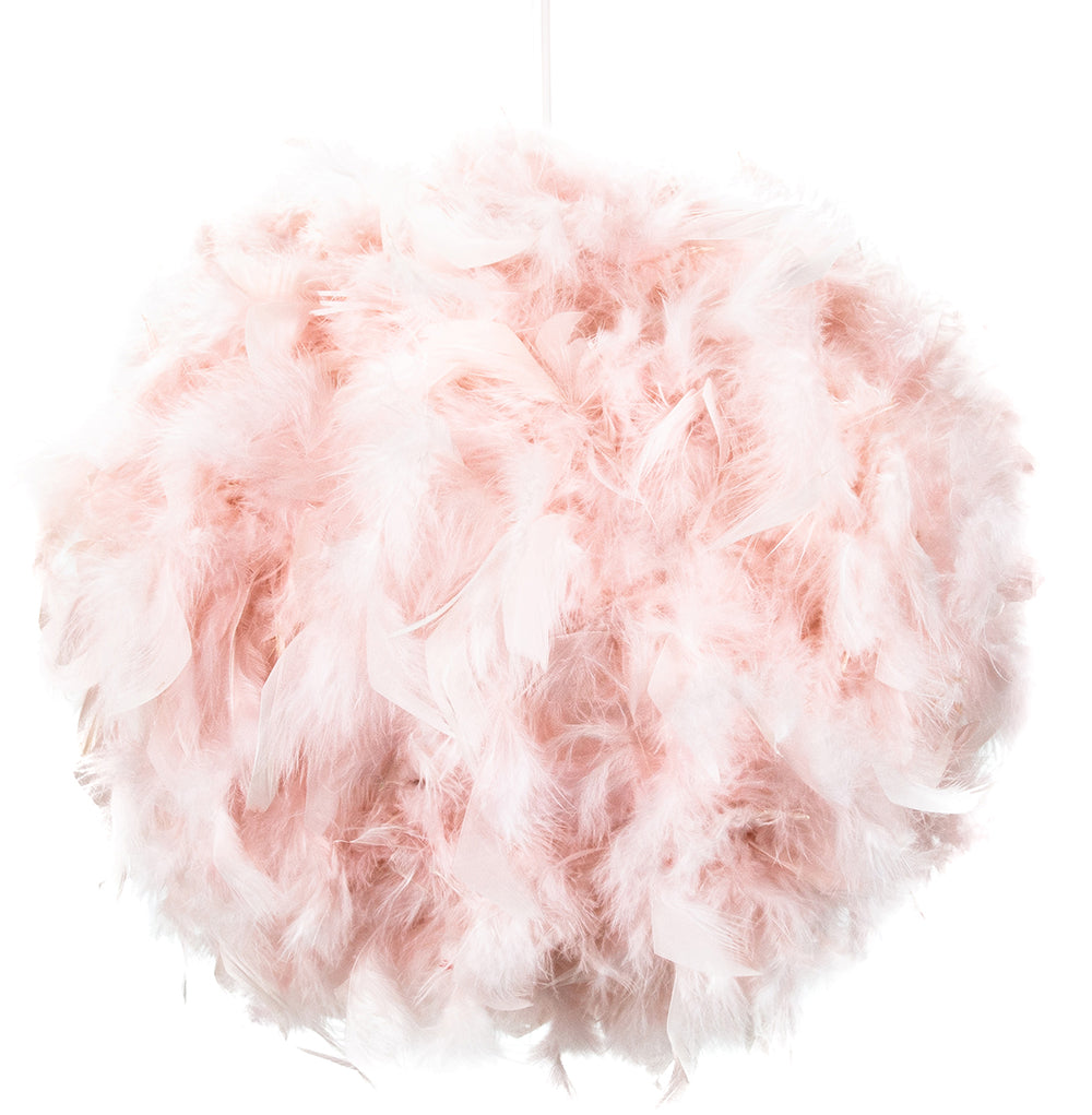 Contemporary and Unique Large Pink Real Feather Decorated Pendant Light Shade Image 1