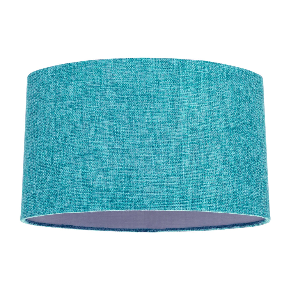 Contemporary and Sleek Teal Linen Fabric Oval Lamp Shade with Silver Lining Image 1