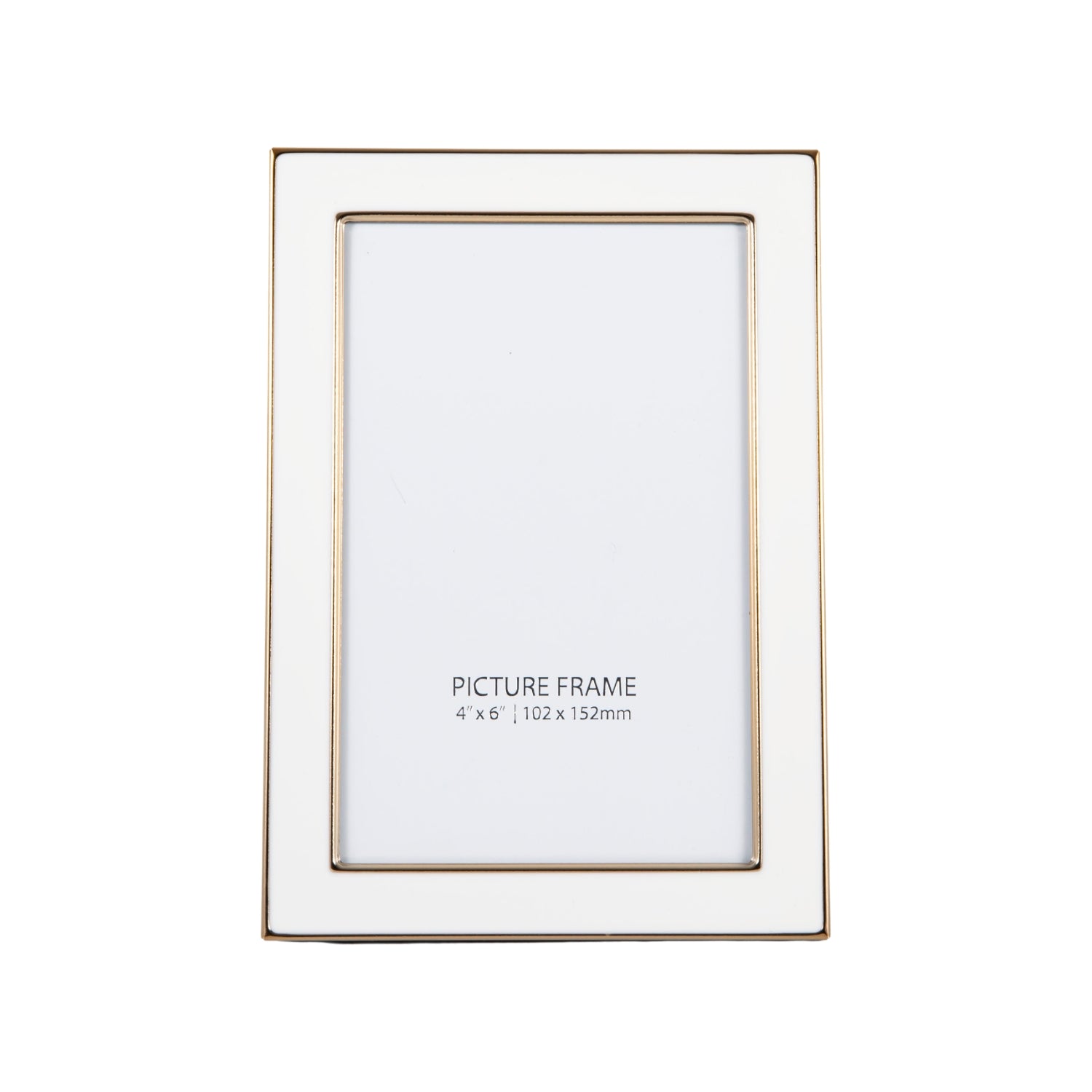 Modern Designer Shiny Gold Metal and White 4x6 Picture Frame for Wall or Table Image 1