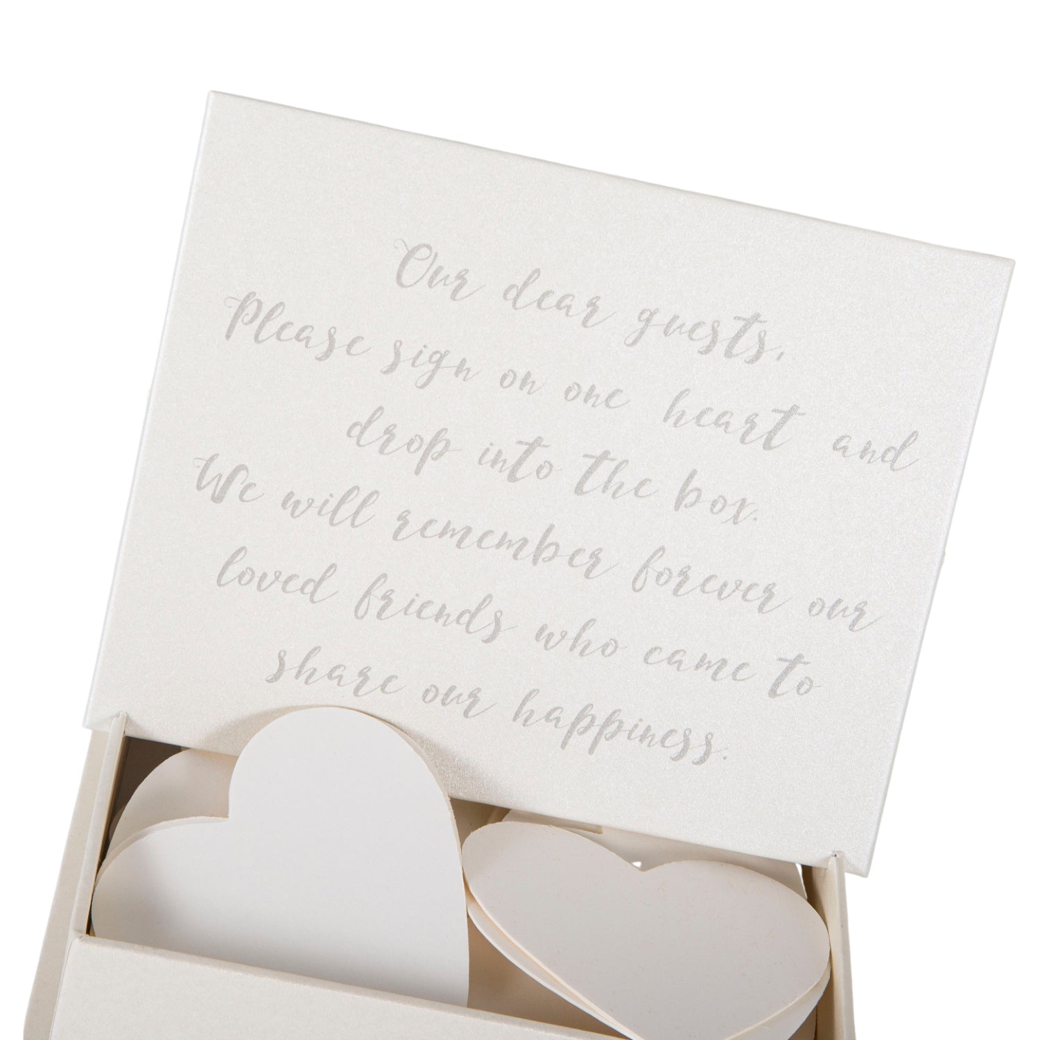 Modern Cream Beige Wedding Day Guest Message Box with Hearts and Keepsake Holder Image 2