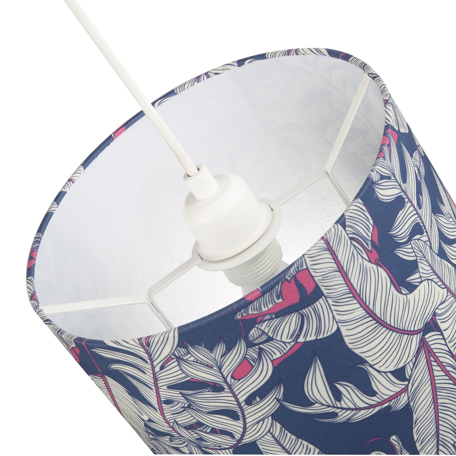 Deep Purple Palm Tree Themed Cotton Lamp Shade with White Satin Inner Lining Image 5