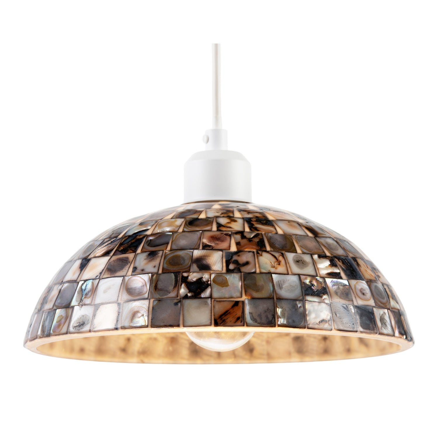 Natural Mother of Pearl Shell Mosaic Dome Ceiling Pendant Light Shade Image 2