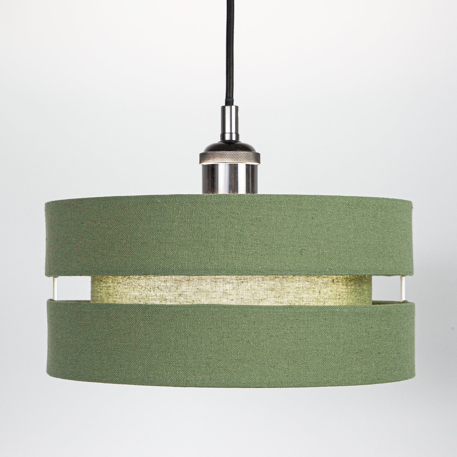 Contemporary Olive Green Linen Fabric Triple Tier Ceiling Pendant Light Shade Image 8