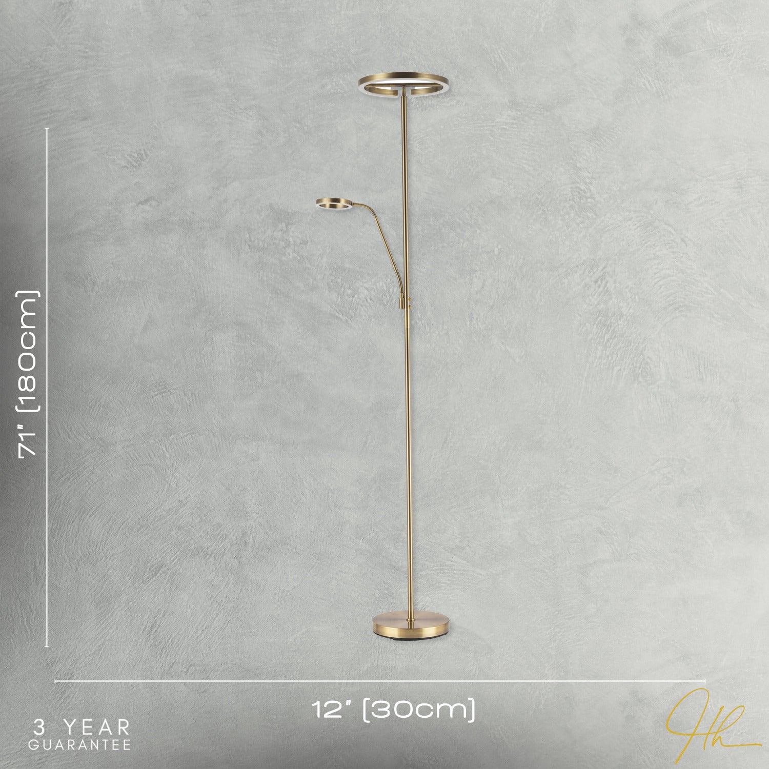 Halo LED Mother and Child Floor Lamp in Antique Brass with Dimmers Image 7