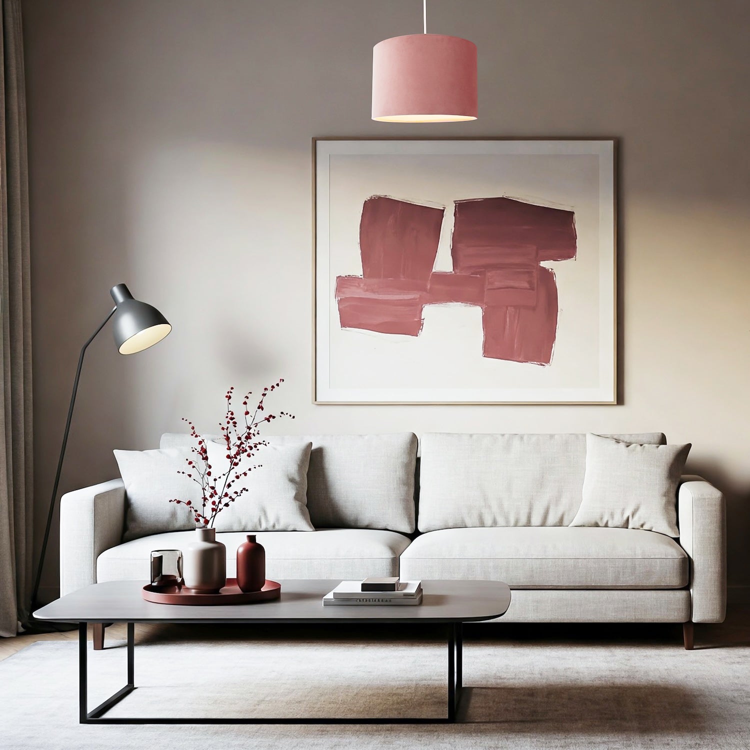 Soft Velvet Blush Pink Fabric Round Lamp Shade for Table or Pendant Image 7
