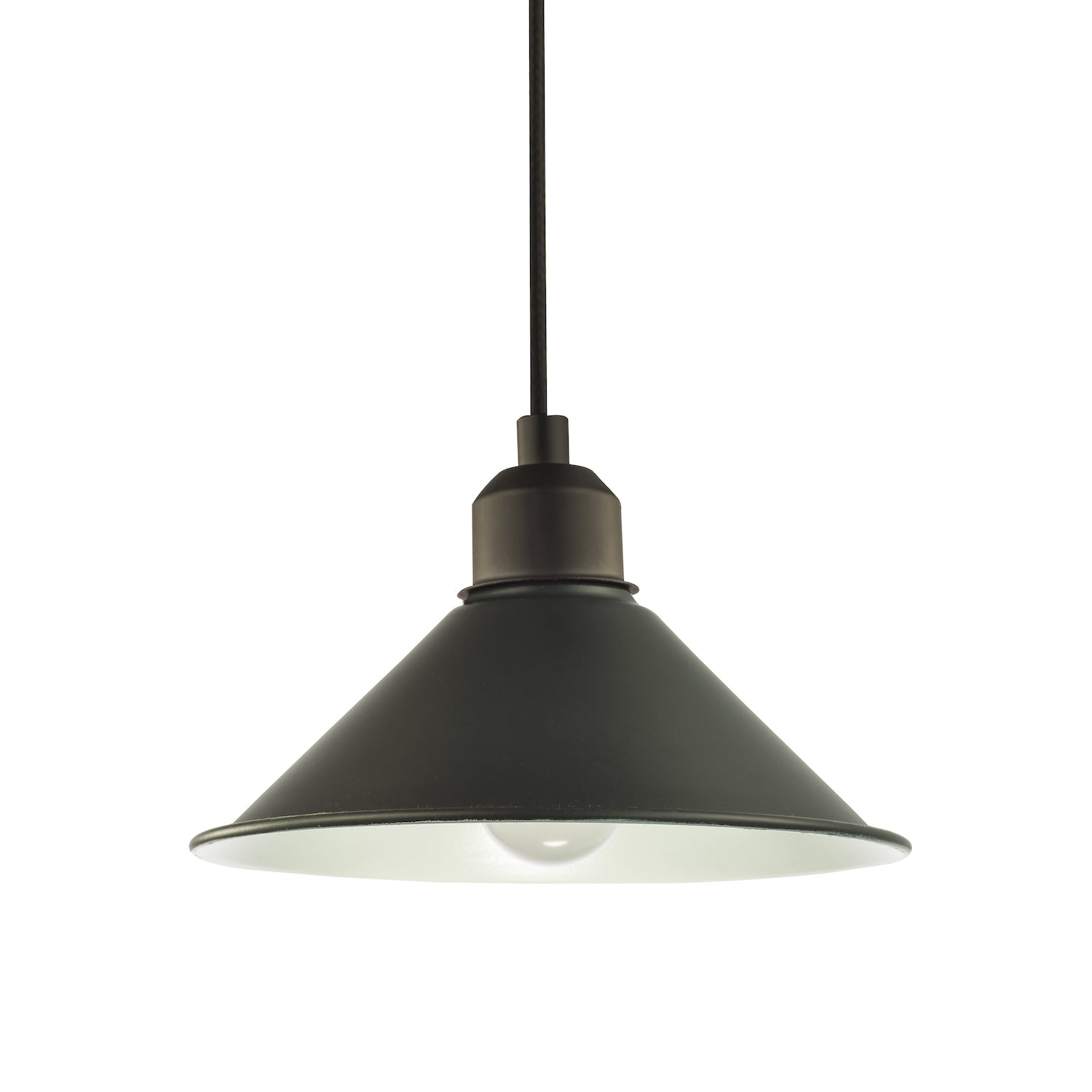 Cone Shaped Industrial Metal Pendant Lamp Shade in Mat Black - 21cm x 8cm Image 1