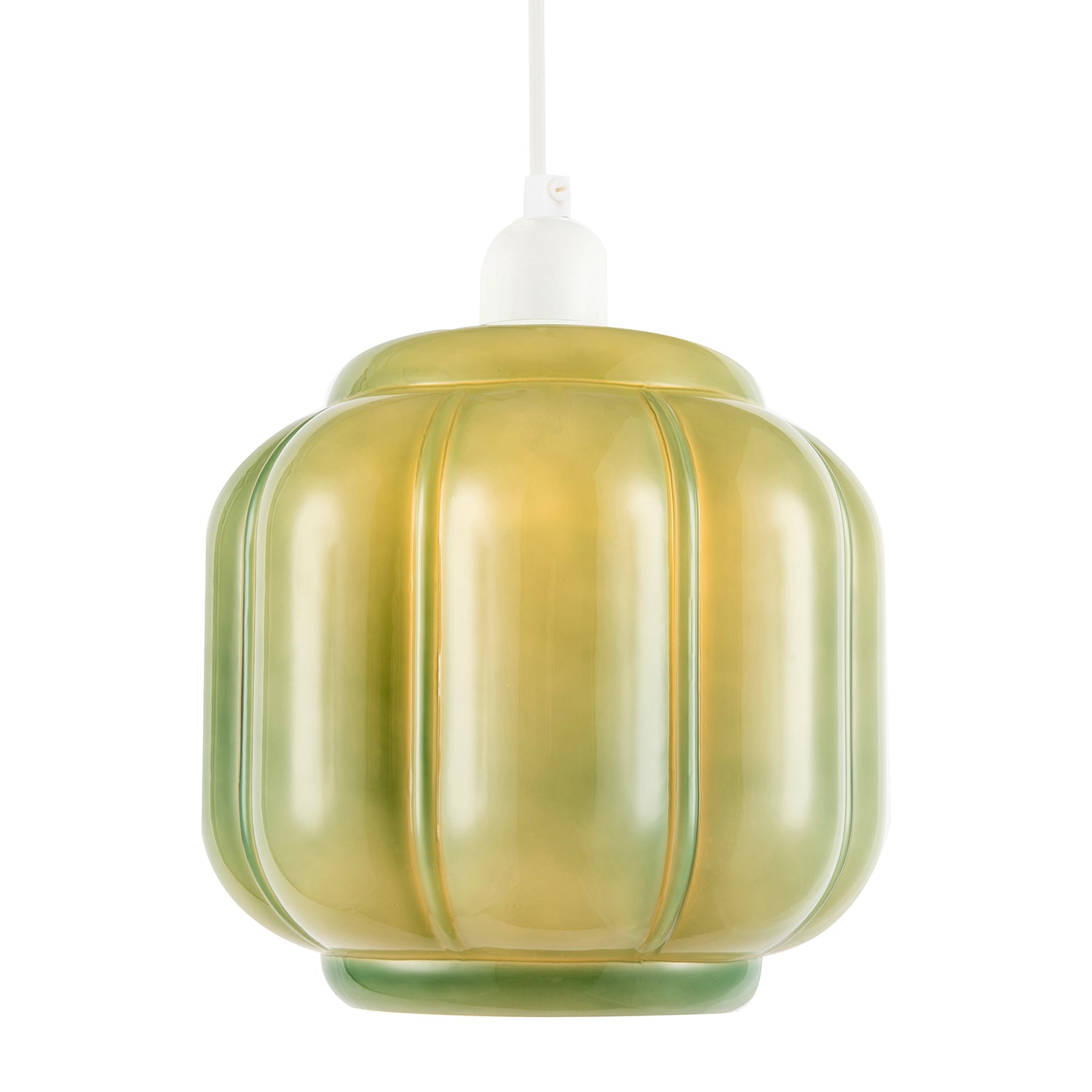Emerald Green Traditional Pendant Ceiling Lamp Shade with Deep Grooves Image 2