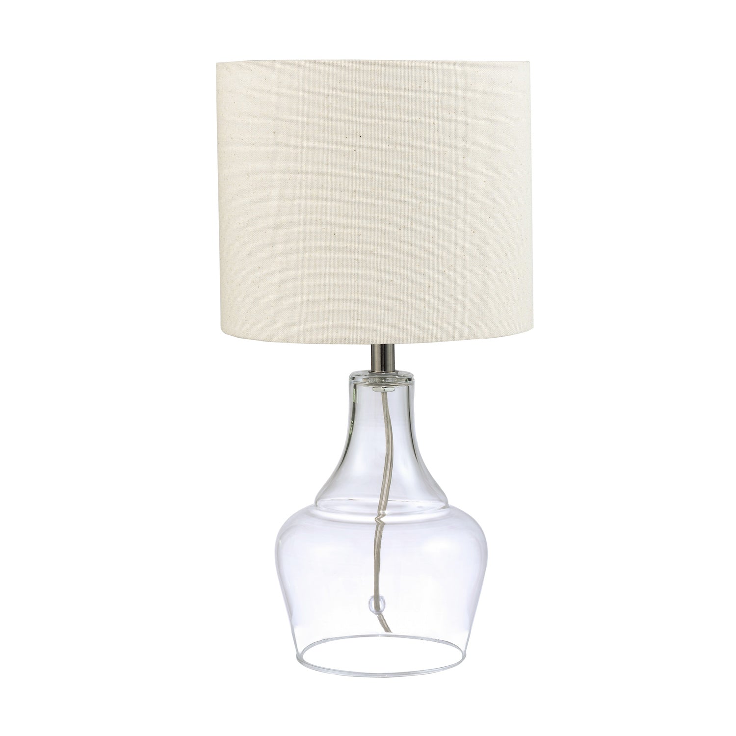 Modern Transparent Glass Lamp with Natural Linen Fabric Shade and Clear Cable Image 4