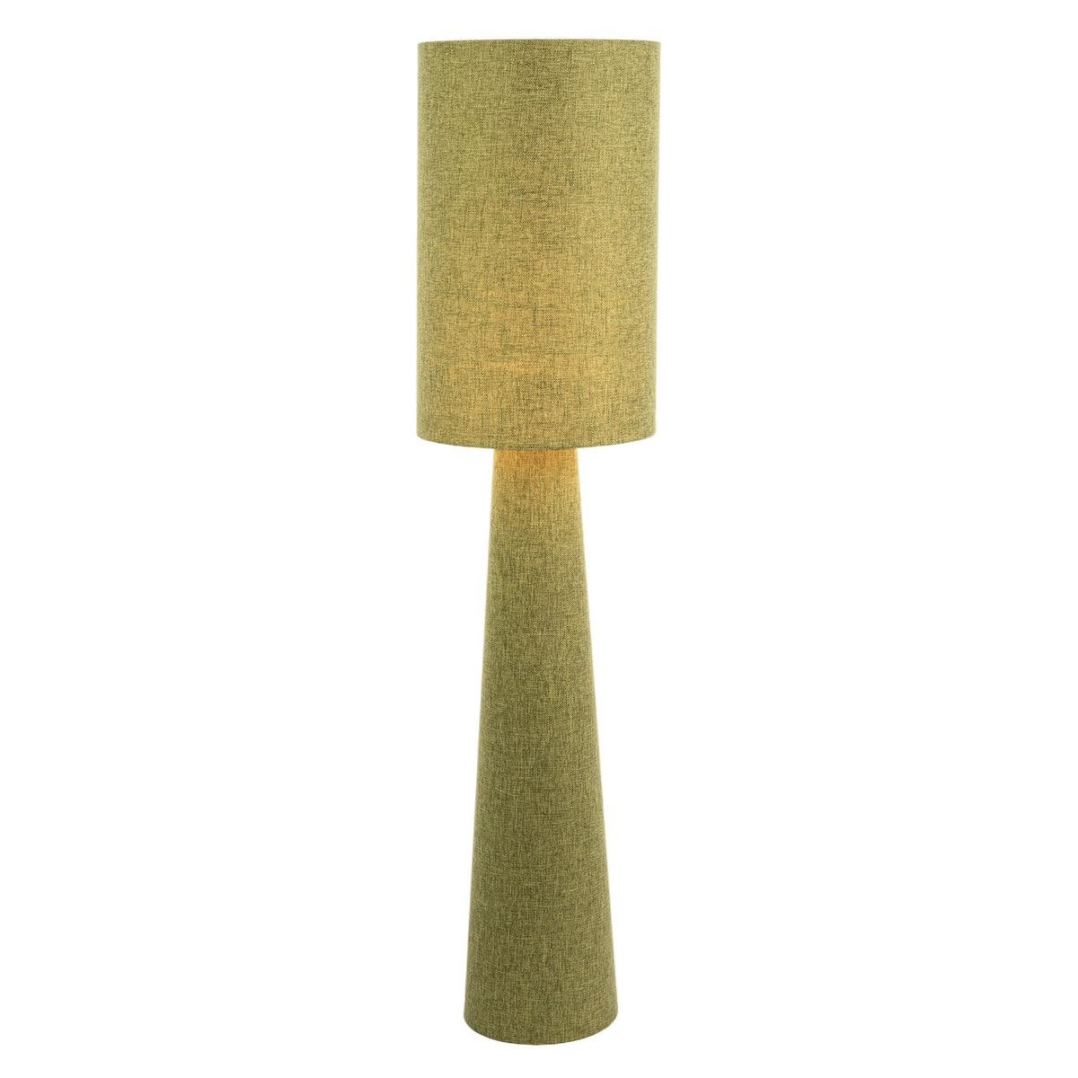 Modern Olive Green Linen Fabric Floor Lamp with Drum Shade and Base Image 2