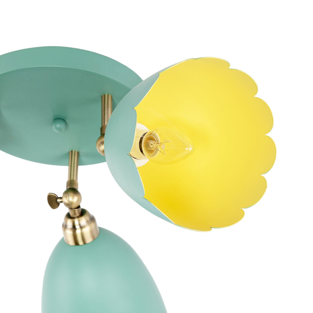 Modern Pale Sage Green Ceiling Spotlight Fitting with Scalloped Shades Image 3