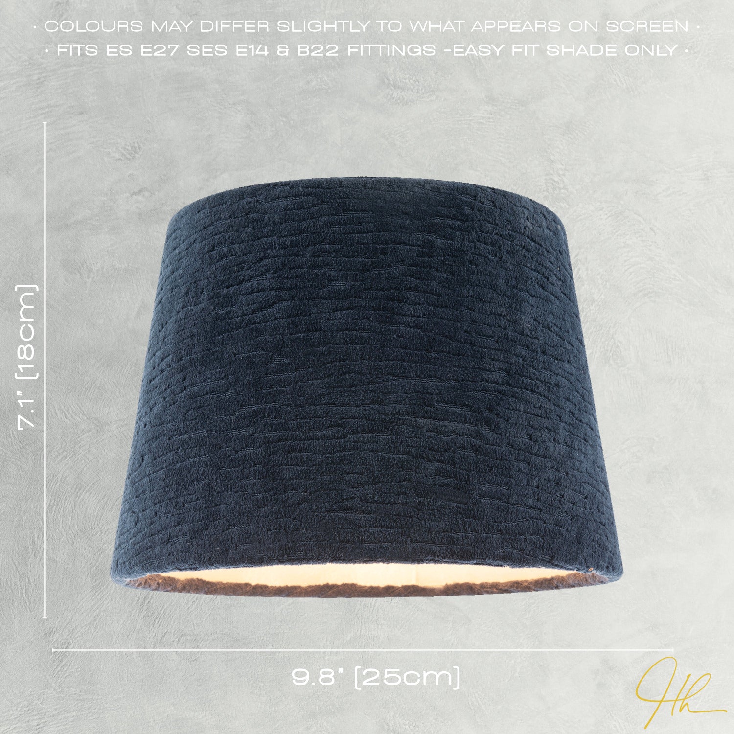 Thick Lined Textured Midnight Blue Velvet Lamp Shade with Satin Inner Image 6