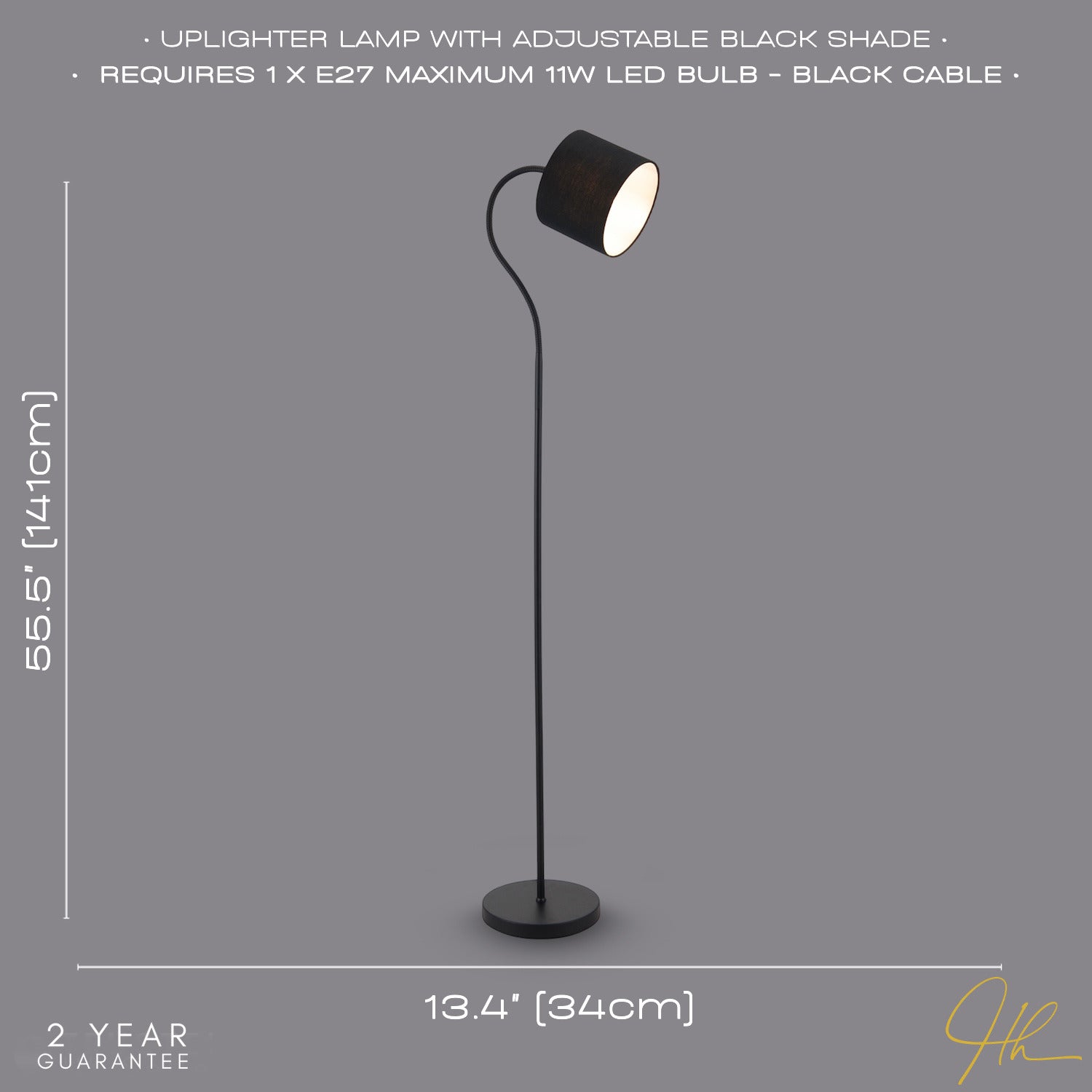 Traditional Matte Black Floor Lamp with Adjustable Cotton Fabric Shade Image 5