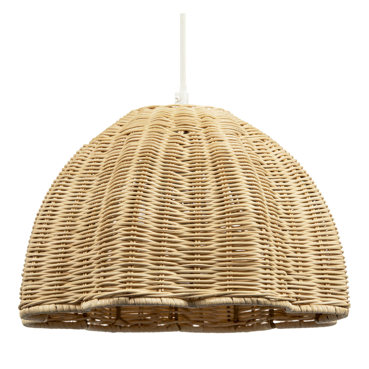 Intricately Woven Rattan Pendant Light Shade with Scalloped Lower Edge Image 1