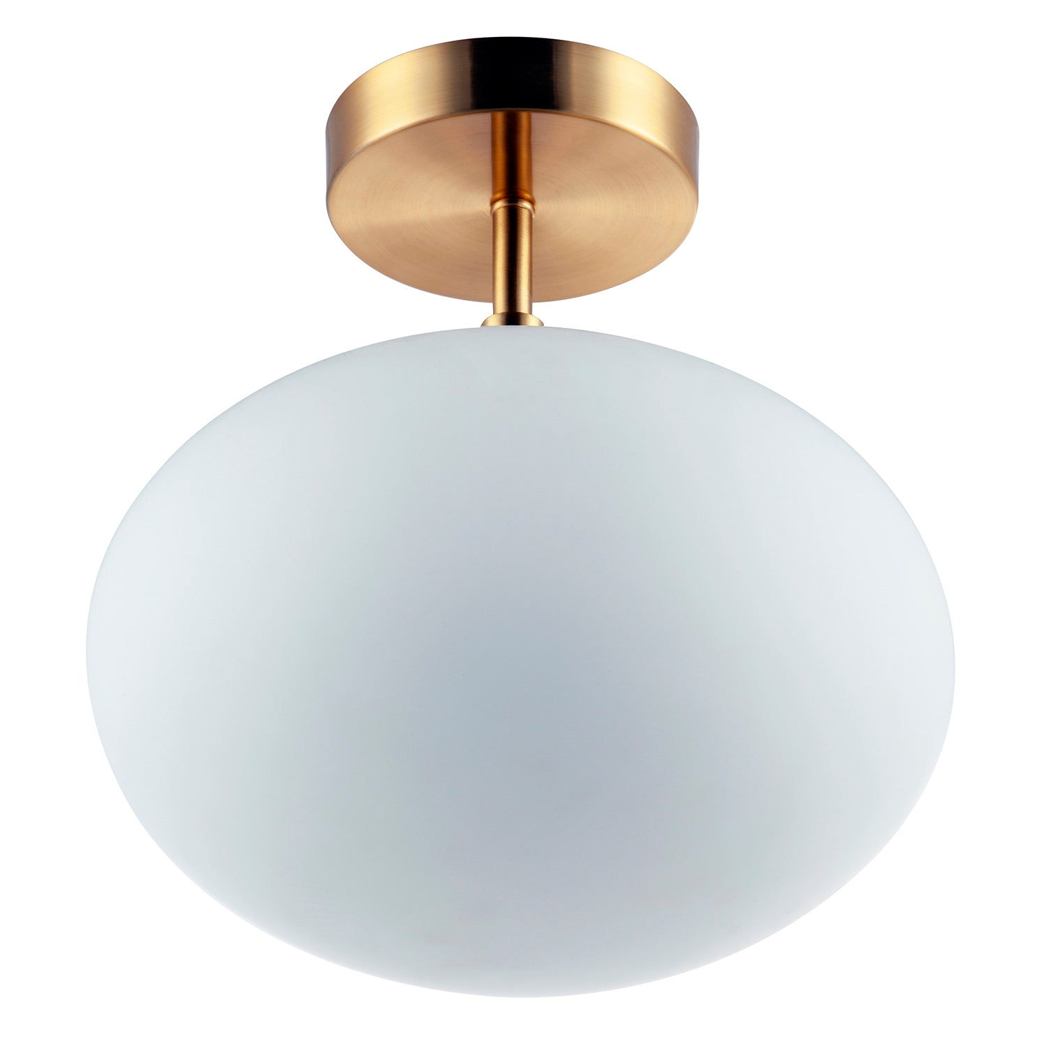 Designer Oval White Glass Globe Bathroom Ceiling Lamp in Antique Brass Image 4