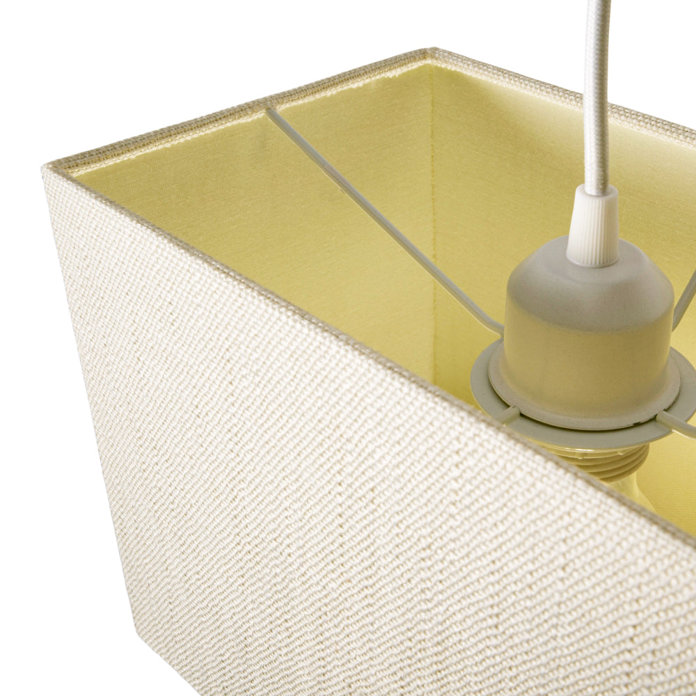 Contemporary and Sleek Cream Linen Fabric Rectangular Lamp Shade 60w Maximum Image 3