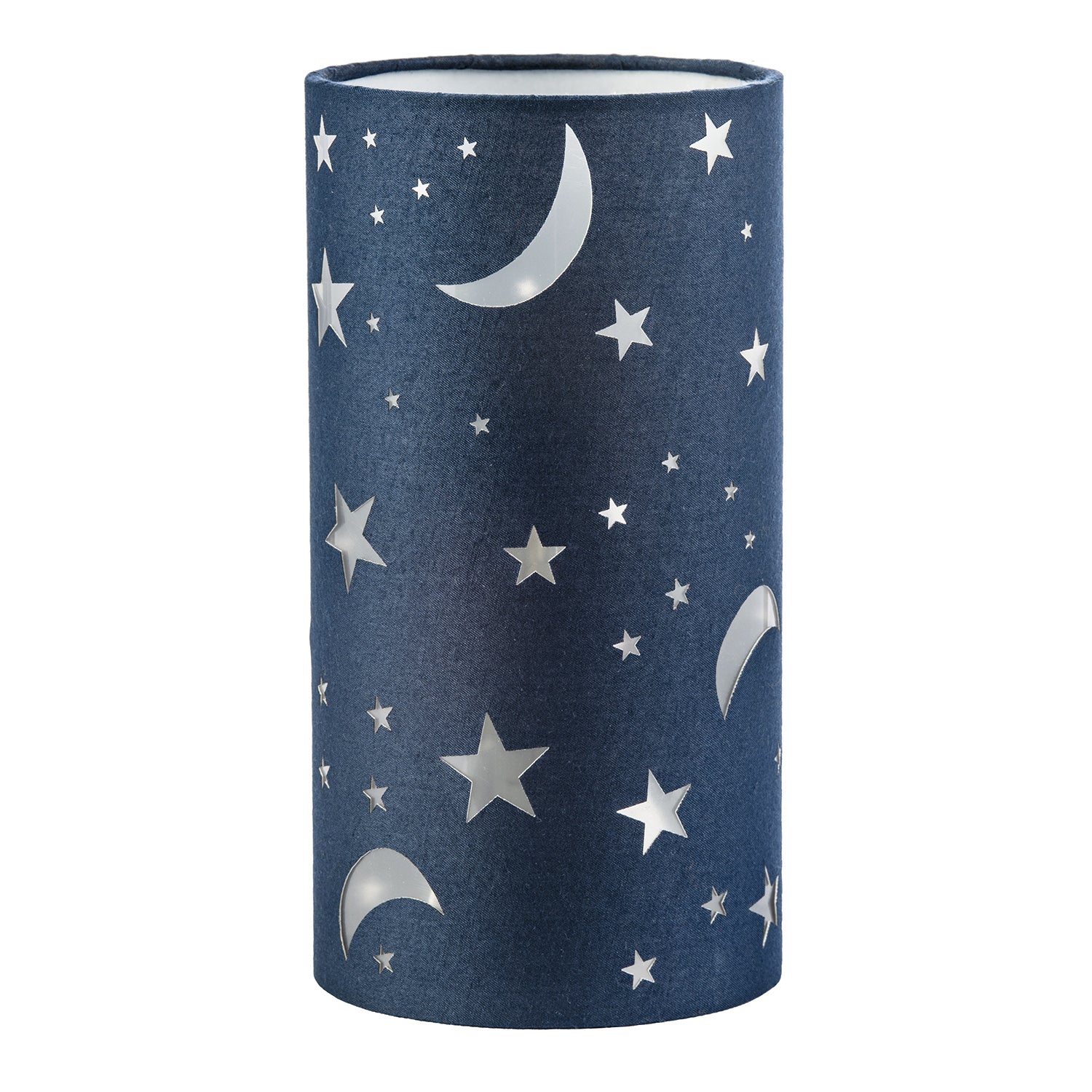 Modern Stars and Moons Children/Kids Midnight Blue Cotton Table Lamp Image 2