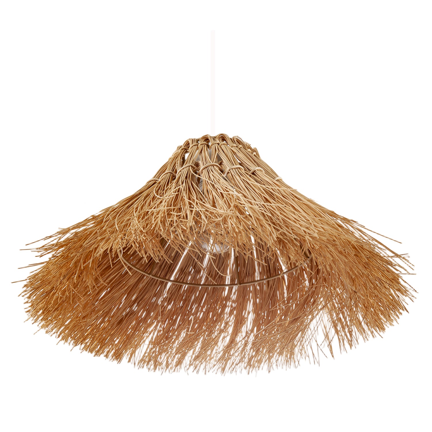 Natural Raffia Handcrafted Rattan Pendant Lamp Shade with Long Strands Image 5
