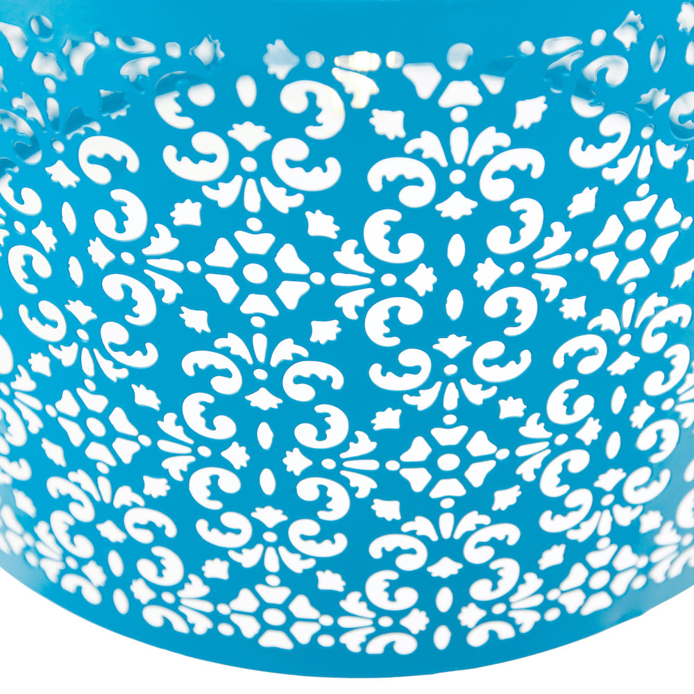 Marrakech Designed Matt Teal Metal Pendant Light Shade with Floral Decoration Image 2