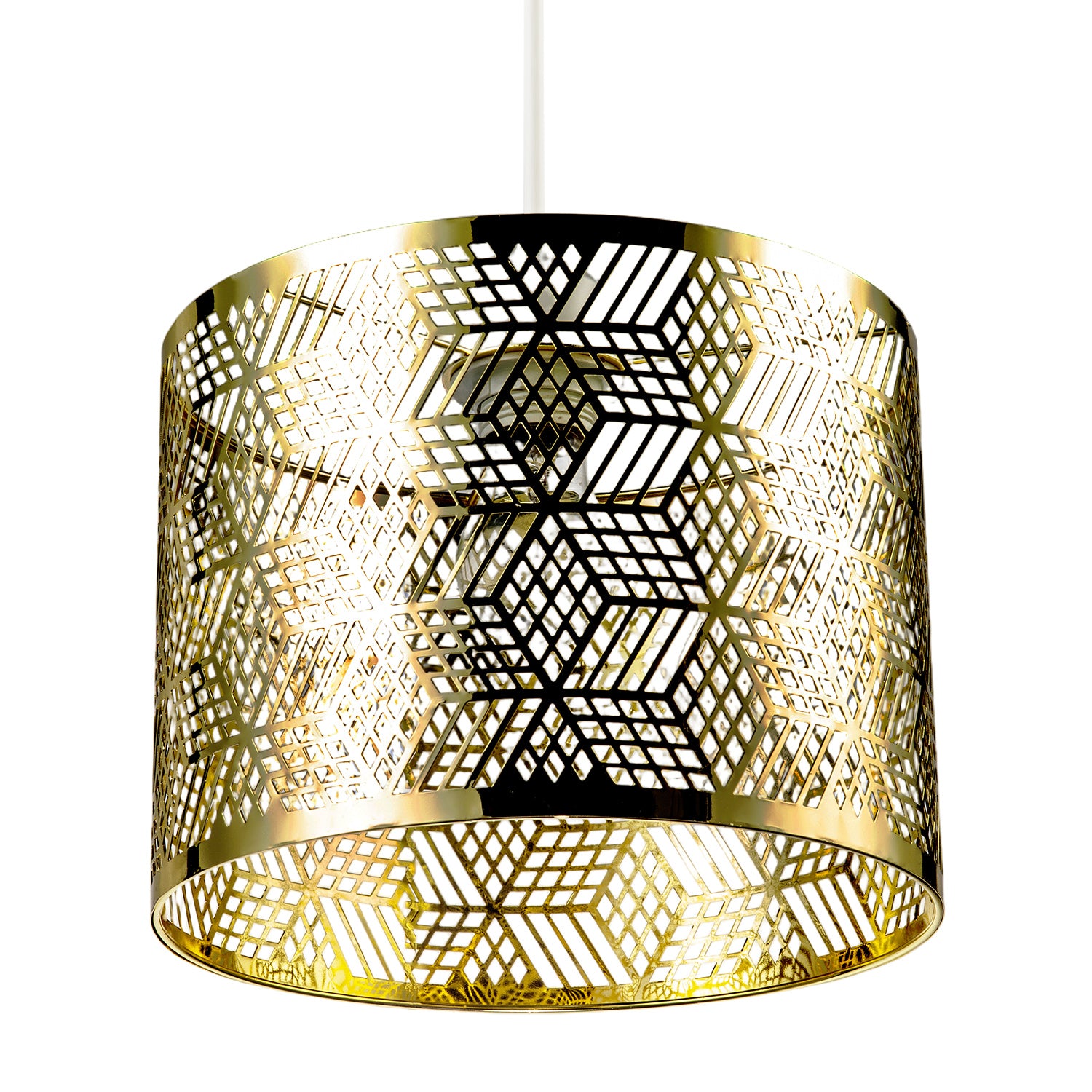 Modern Zig Zag Gold Pendant Shade with Cut Diamonds and Rectangles Image 5
