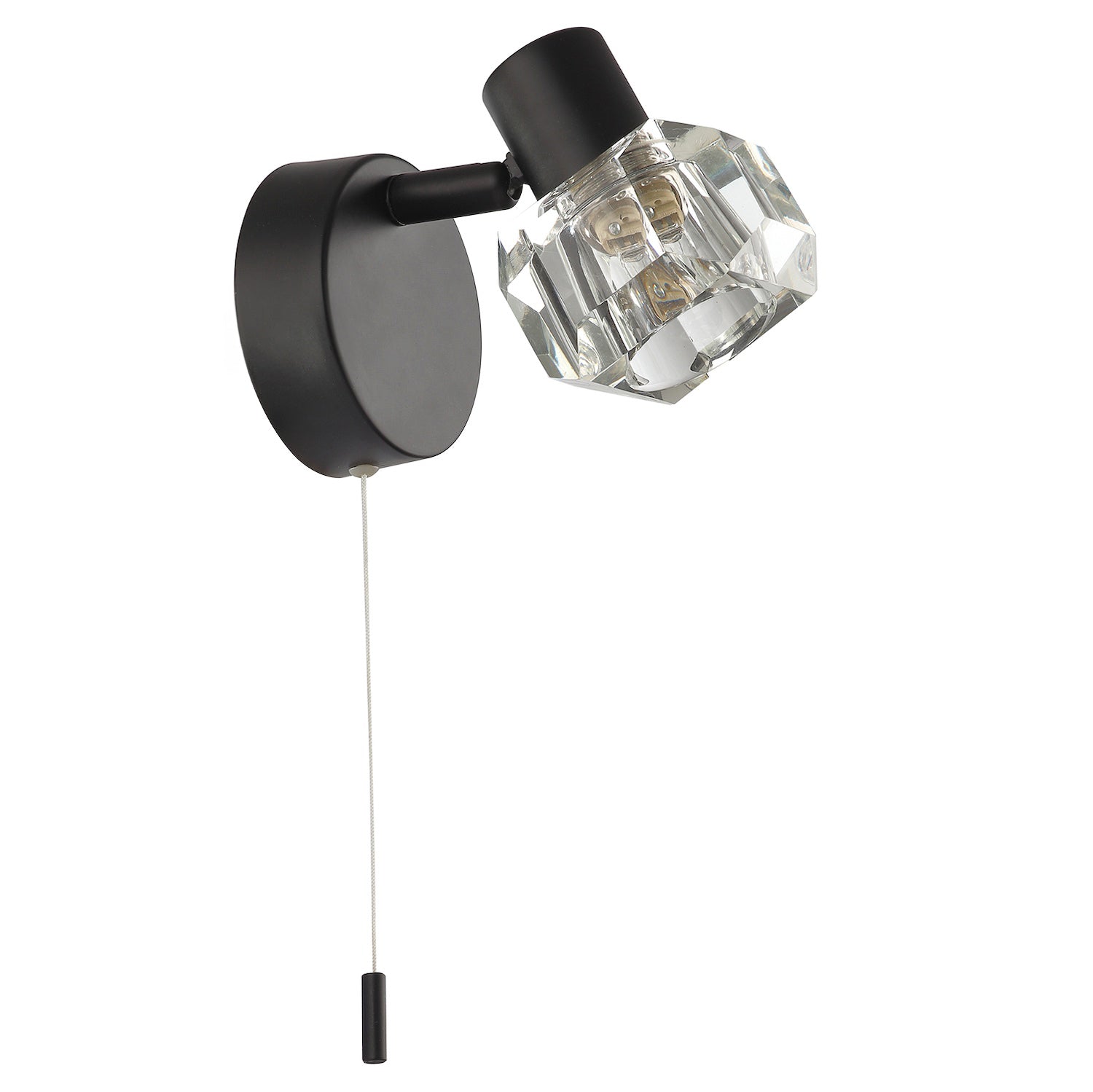 Modern Matte Black Wall Light with Chunky Square Ice Cube Glass Shade Image 2