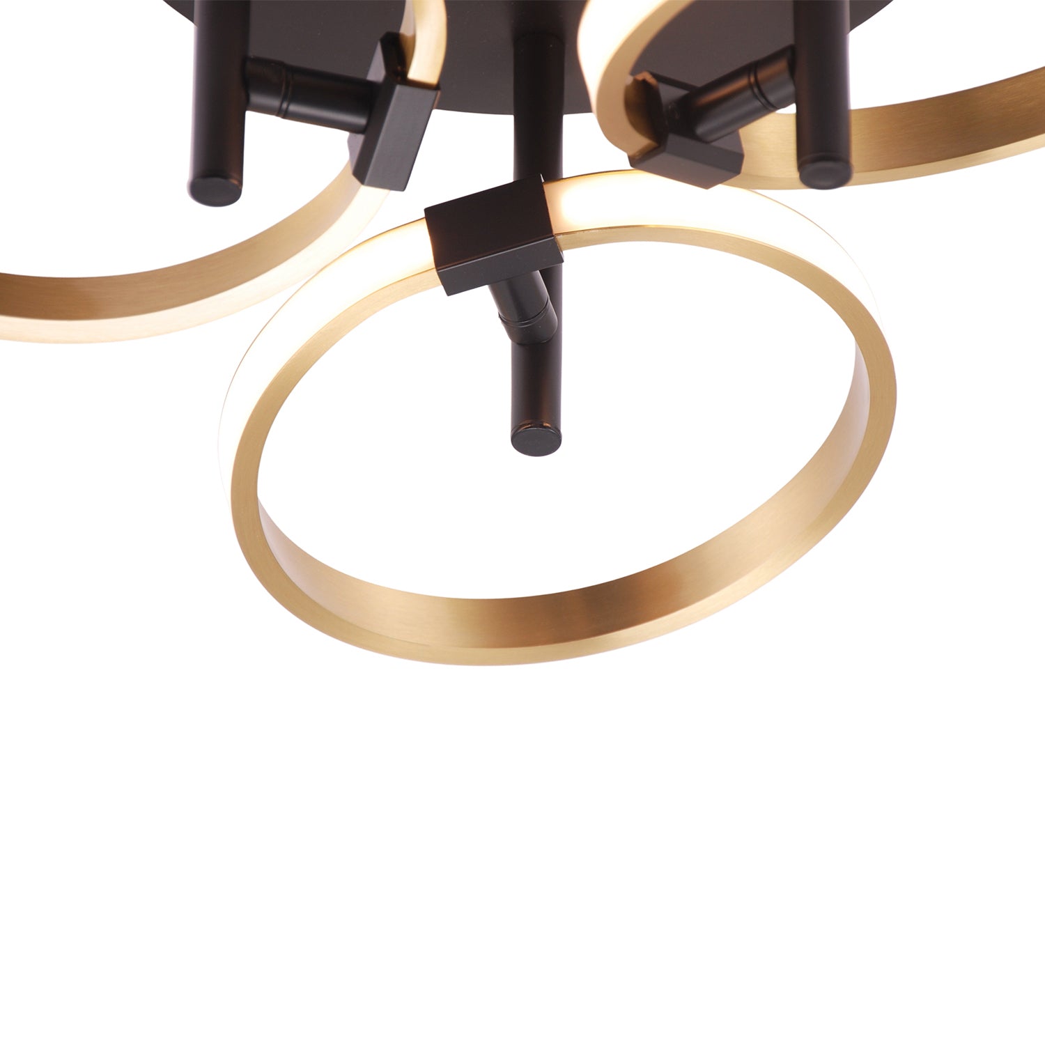 Modern Adjustable Gold Halo Rings LED Ceiling Light Fitting with Mat Black Base Image 8