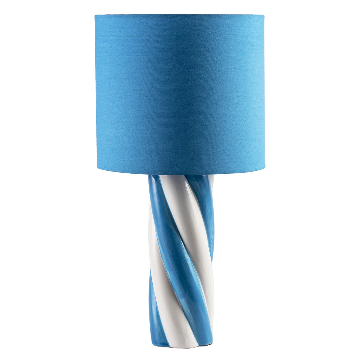 Modern Spiral Twist Blue and White Table Lamp Ceramic Table Lamp Image 1