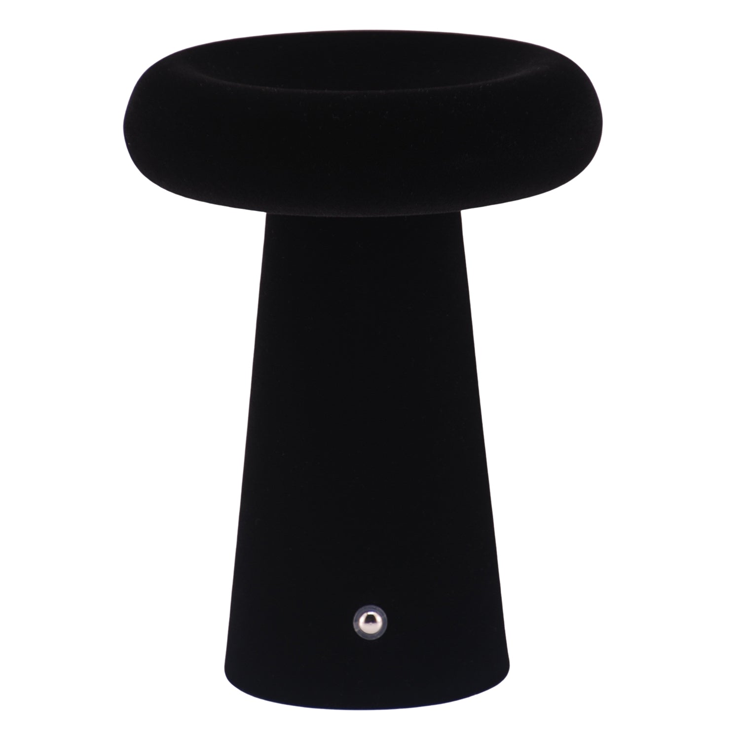 Designer Soft Black Felt Rechargeable Lamp with Donut Shade 3-Way Touch Dimmable Image 1