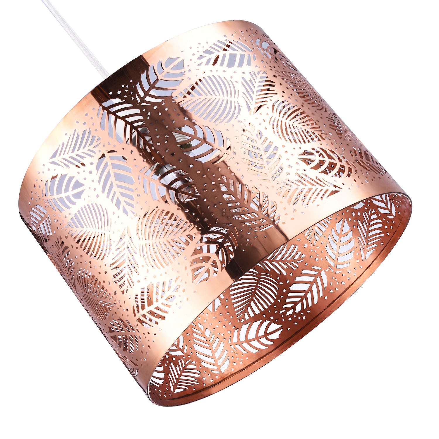 Contemporary Copper Plated Metal Pendant Light Shade with Fern Leaf Decoration Image 4