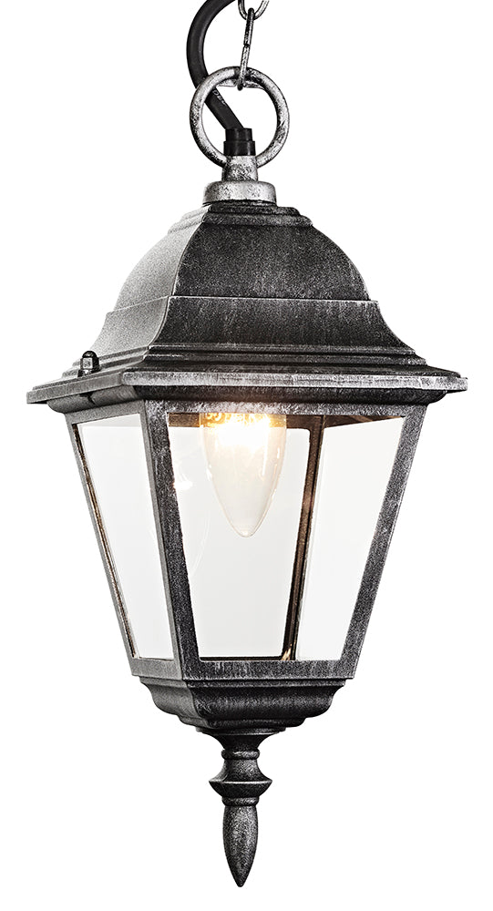 Black/Silver Cast Aluminium IP44 Outdoor Hanging Lantern Image 1