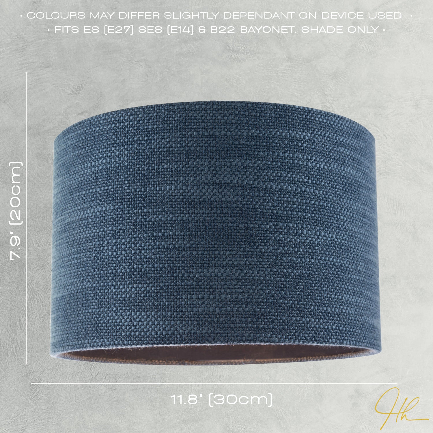 Designer Bobbled and Textured Linen Lamp Shade in Navy Midnight Blue Image 6