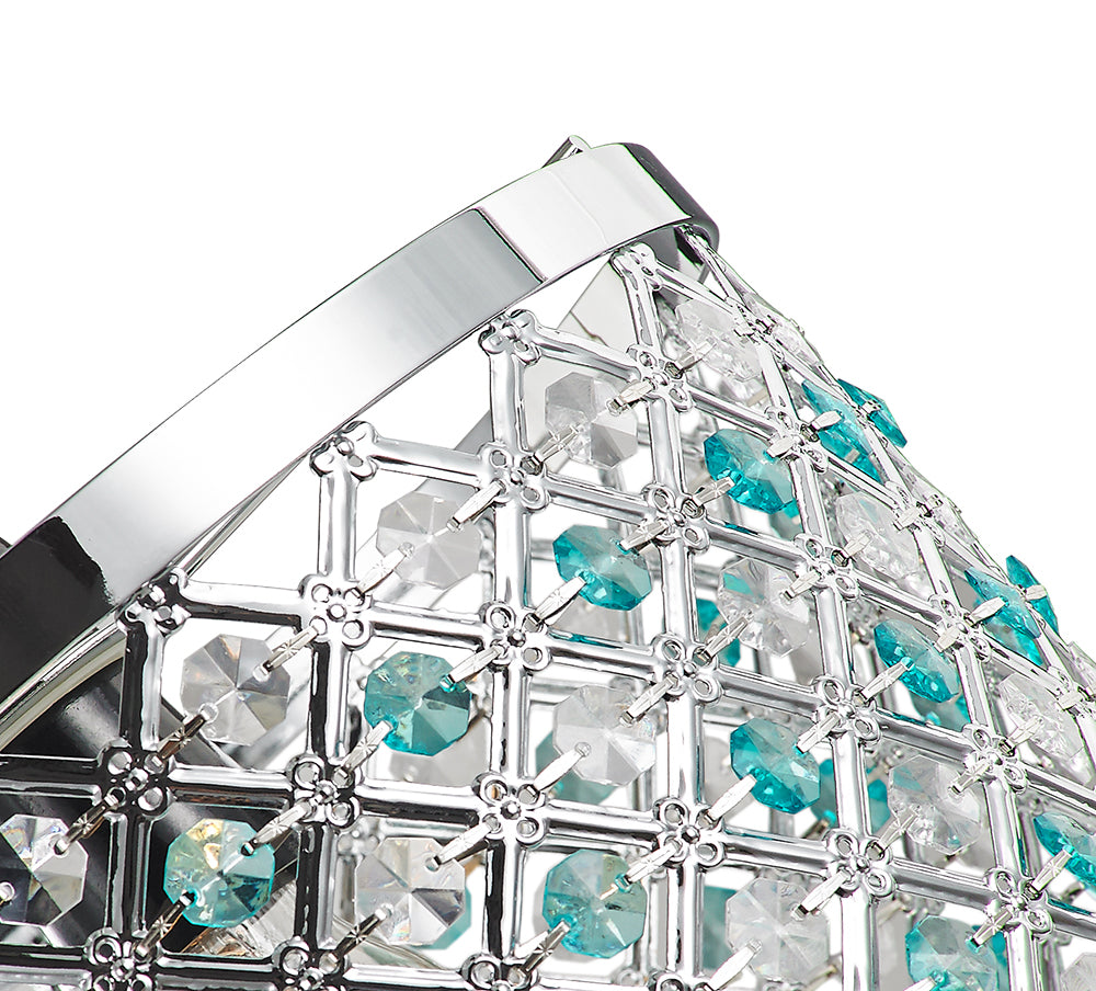 Modern Sparkly Ceiling Pendant Light Shade with Clear and Teal Beads Image 2