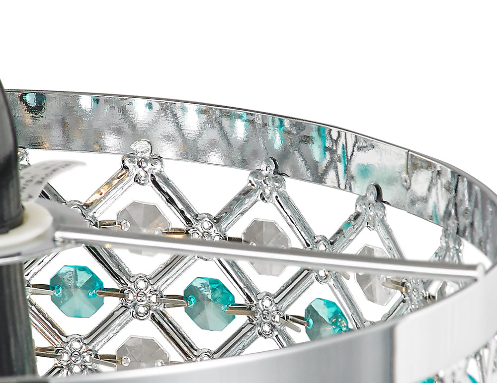 Modern Sparkly Ceiling Pendant Light Shade with Clear and Teal Beads Image 3