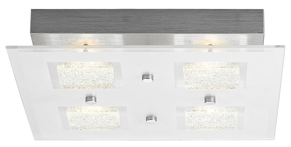 Modern Chrome Square LED Bathroom Light with Clear/Frosted Glass Plate Image 1