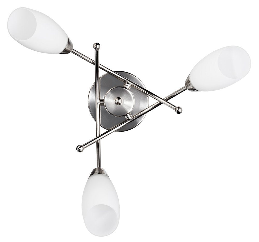 Contemporary 3 Arm Brushed Satin Chrome Ceiling Light Fitting Image 2