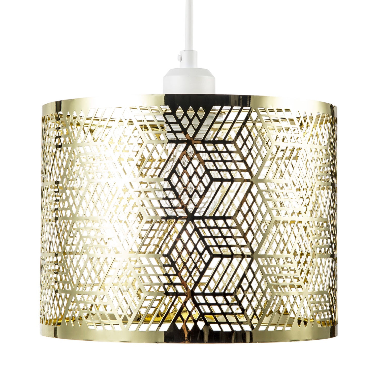 Modern Zig Zag Gold Pendant Shade with Cut Diamonds and Rectangles Image 4