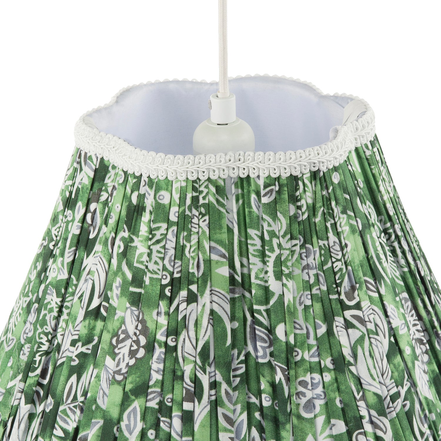 Emerald Green and White Floral Victorian Lamp Shade with Embroidery Image 4