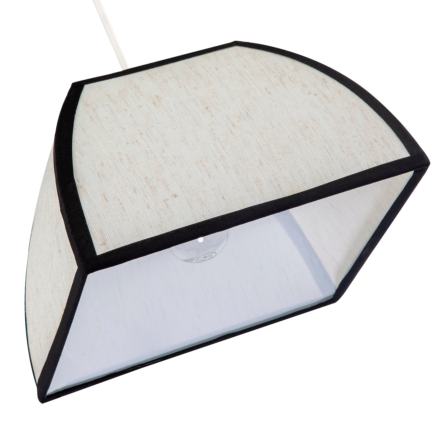 Vintage Victorian Square Lamp Shade in Oatmeal Linen and Black Trim Image 5