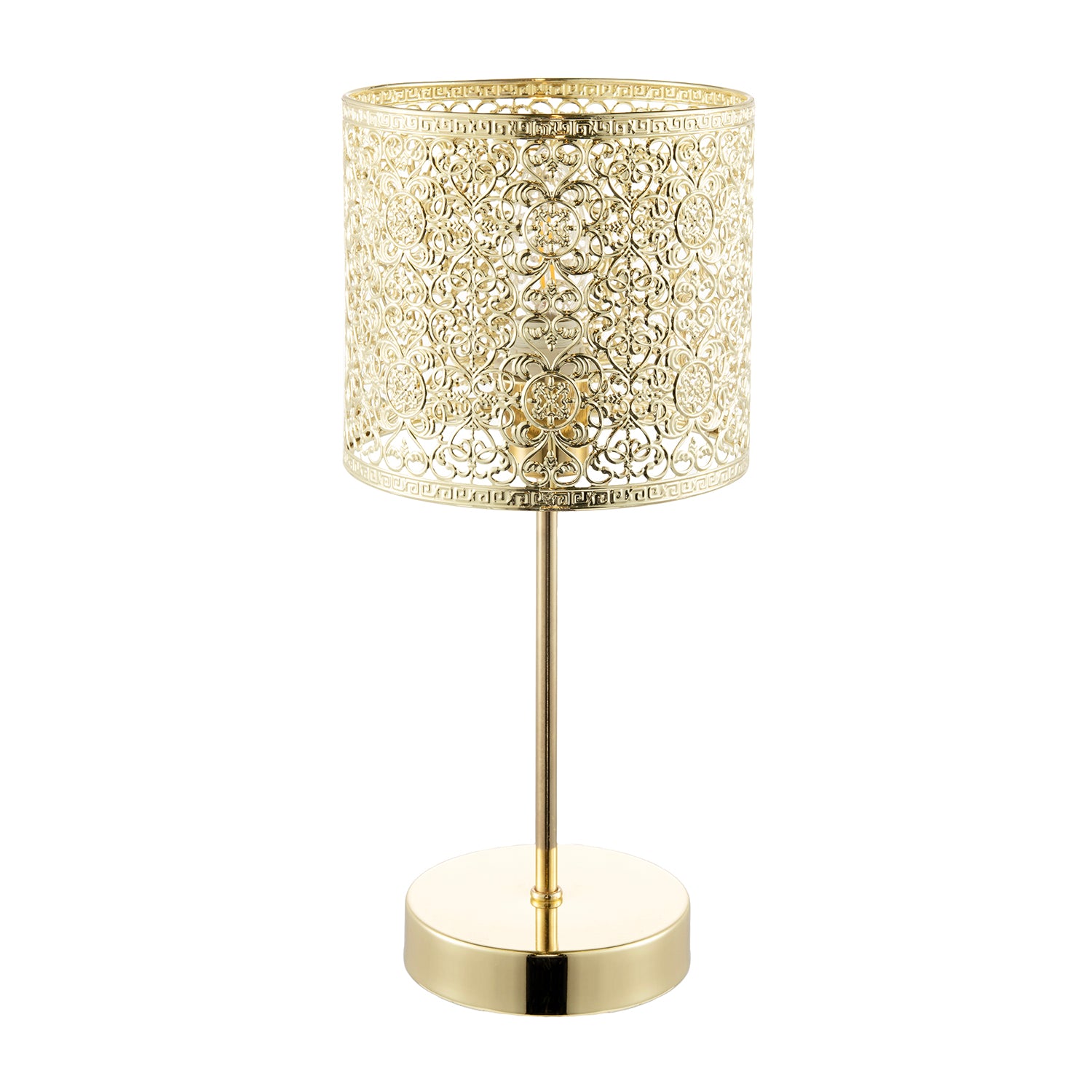 Classic Chic Moroccan Themed Shiny Gold Table Lamp with Inline Switch Image 1