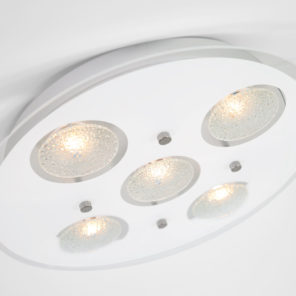 Contemporary Circular LED Bathroom Flush Ceiling Light with Clear/Frosted Glass Image 7