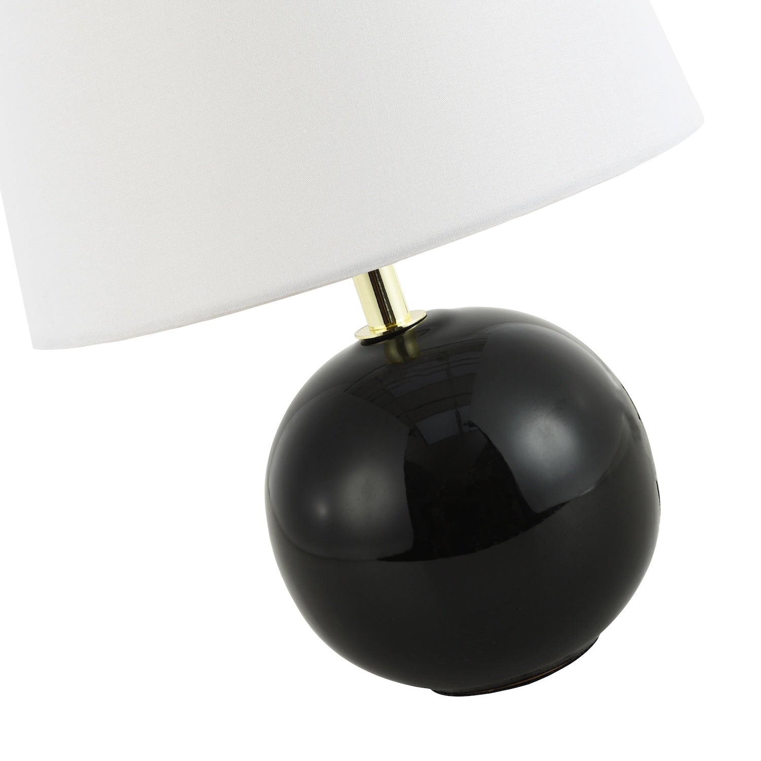 Traditional Round Ceramic Table Lamp Base in Black Gloss Finish with Gold Trim Image 3