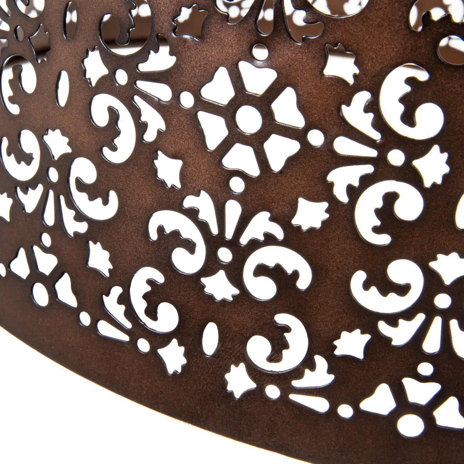 Moroccan Designed Large Bronze Metal Pendant Shade with Floral Decor Image 4