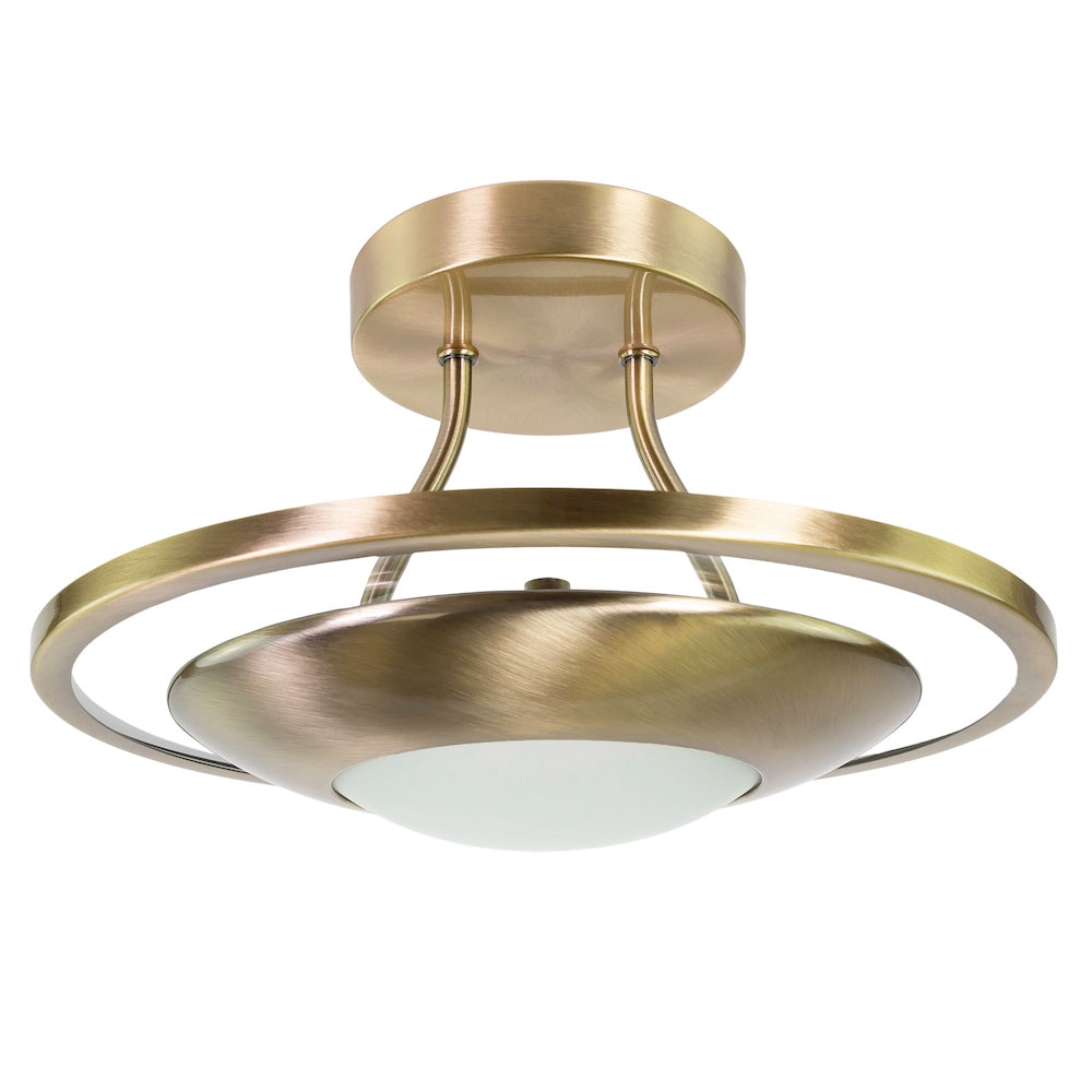 Modernistic Semi Flush Eco Friendly LED Ceiling Light Fitting in Antique Brass Image 5